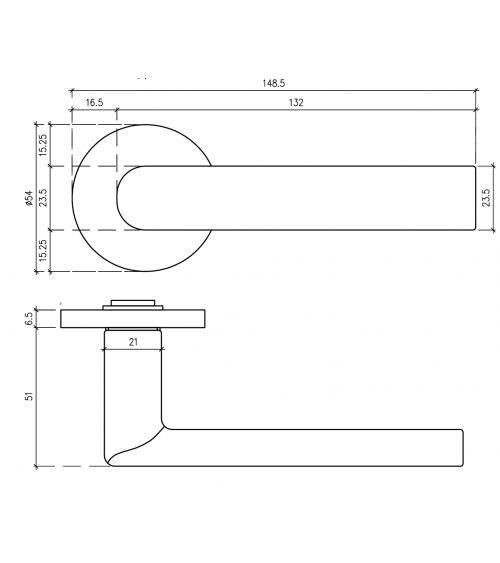 Polished chrome door handle SILENA designer ironmongery