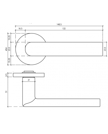 SILENA door handle with dimensions