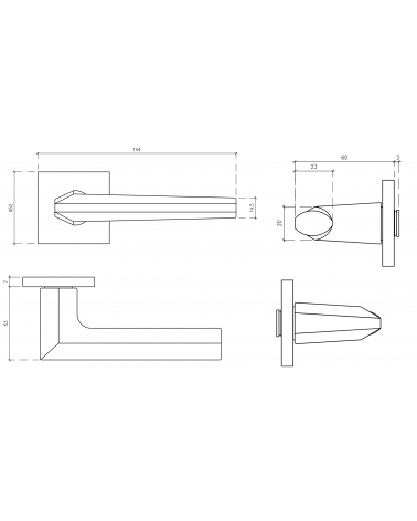 JASMINA door handle with dimensions