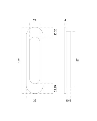 APRILE 7040 sliding door handle with dimensions
