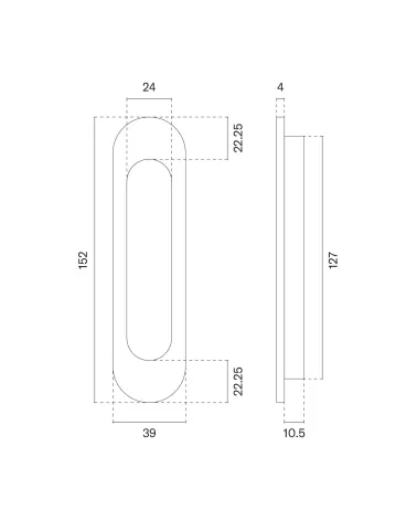 APRILE 7040 sliding door handle with dimensions