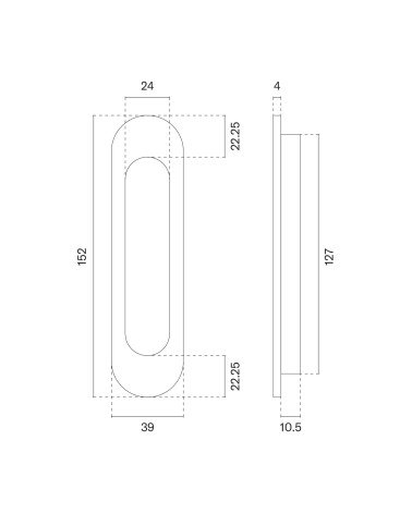 APRILE 7040 sliding door handle with dimensions