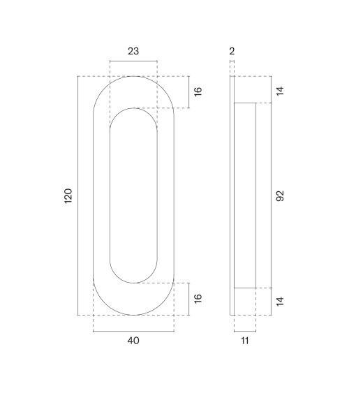Titanium sliding door handle STERK 1717 designer handle