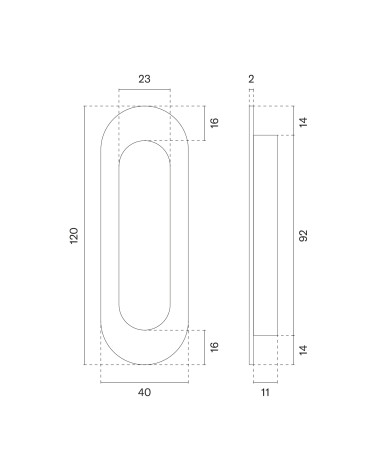 STERK 1717 sliding door handle with dimensions