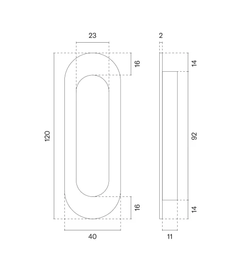 Black sliding door handle STERK 1717 designer handle