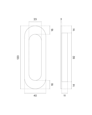 STERK 1717 sliding door handle with dimensions