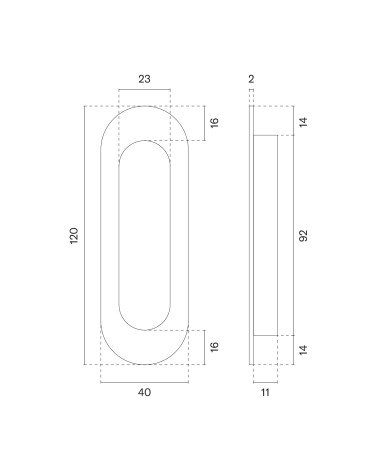 STERK 1717 sliding door handle with dimensions