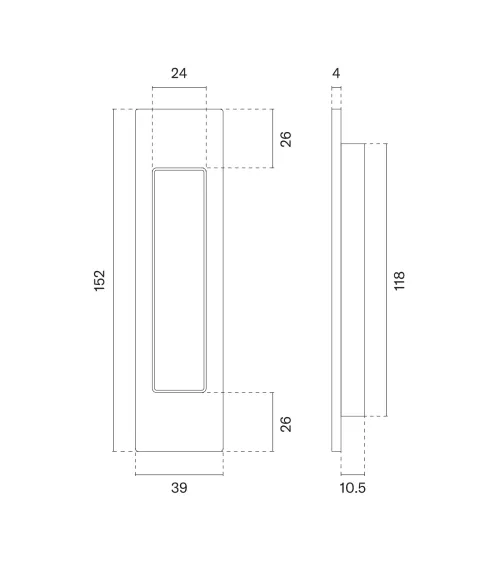 Polished chrome sliding door handle APRILE 7039 designer ironmongery