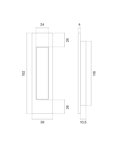 APRILE 7039 sliding door handle with dimensions