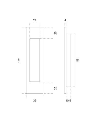 APRILE 7039 sliding door handle with dimensions