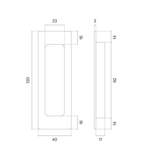 Titanium sliding door handle STERK 1716 designer handle