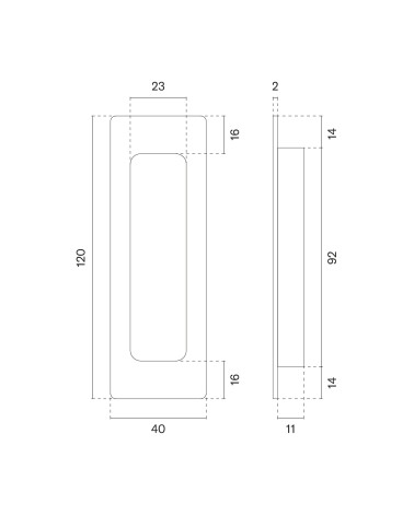 STERK 1716 sliding door handle with dimensions