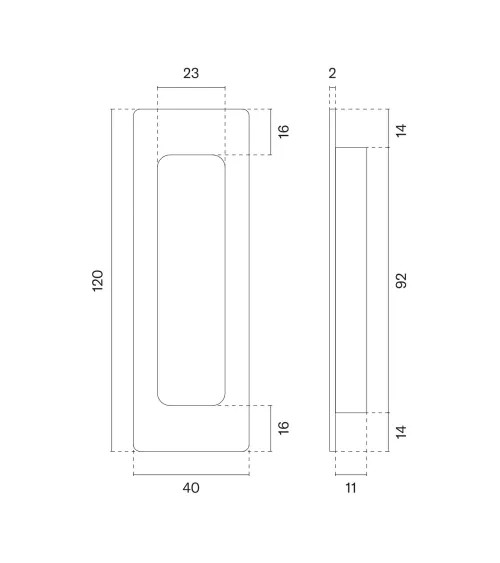 Black sliding door handle STERK 1716 designer handle