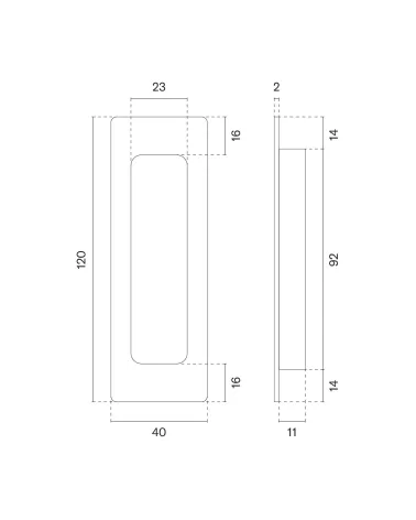 STERK 1716 sliding door handle with dimensions