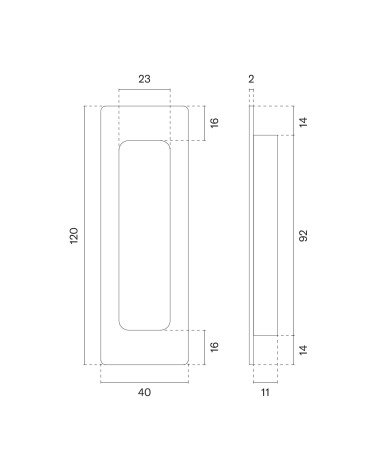 STERK 1716 sliding door handle with dimensions