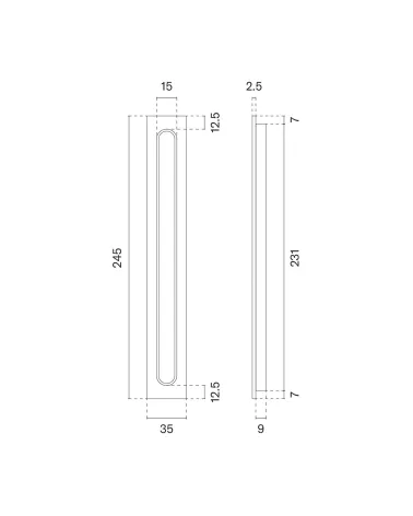 APRILE HD 239 sliding door handle with dimensions