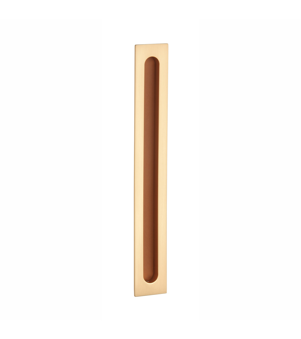Matt brass / leather sliding door handle APRILE HD 239 designer handle