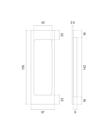 APRILE HD 240 sliding door handle with dimensions