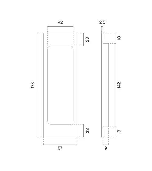 Matt brass / leather sliding door handle APRILE HD 240 designer handle