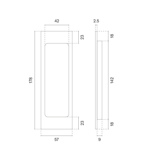 Matt brass / leather sliding door handle APRILE HD 240 designer handle
