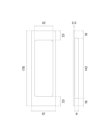 Matt brass / leather flush pull handles for sliding doors APRILE HD 240
