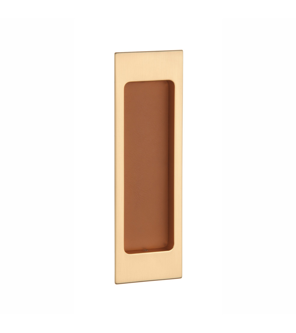 Matt brass / leather sliding door handle APRILE HD 240 designer handle