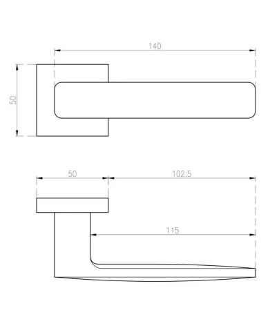 STELLA door handle with dimensions