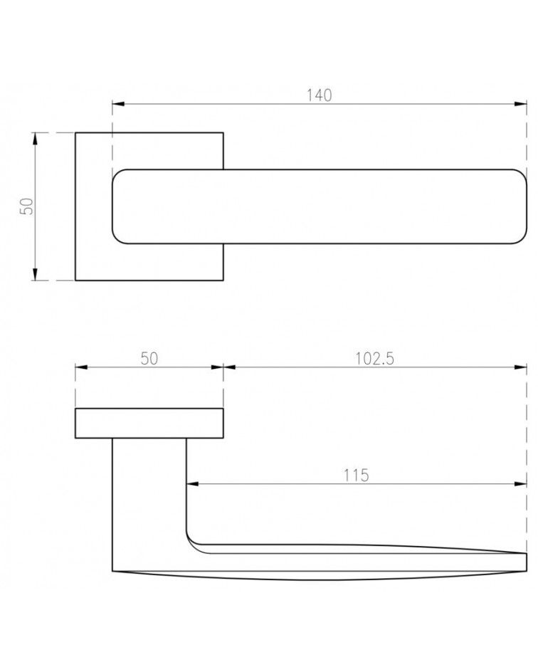 STELLA door handle with dimensions