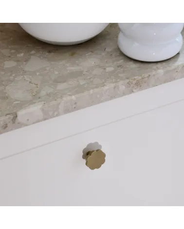 Brass Flower 08 furniture knob designer handle mounted on drawer