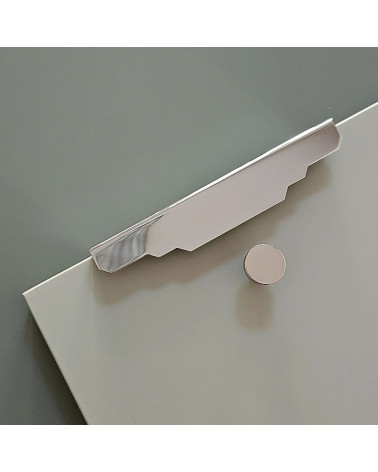 Polished chrome KARLA CR furniture handle designer handle angled view