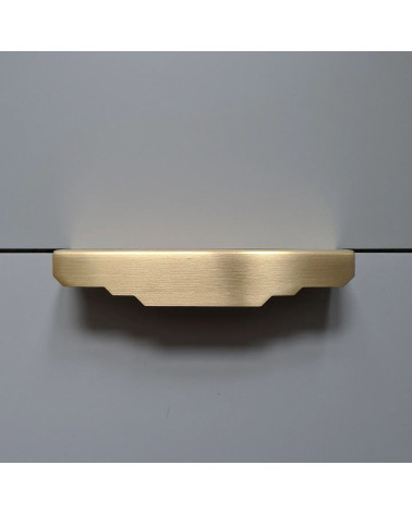 Karla Edge brushed brass furniture handle bedroom handle fixed horizontally on a plate