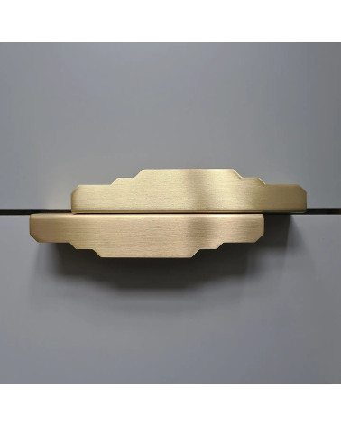 Karla Edge brushed brass furniture handle bedroom handle installed slightly offset