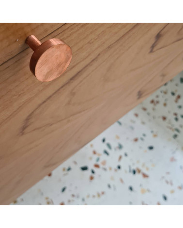 NENA M brass furniture knob design handle tilted top view mounted on furniture
