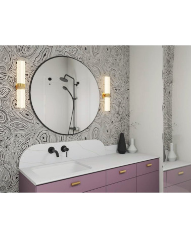 SIV M brass furniture handle designer handle installed on a bathroom cabinet