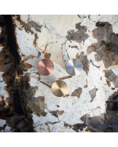 NENA brass furniture knob designer handle top view placed on a marbled plate