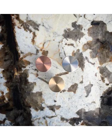 NENA brass furniture knob designer handle top view placed on a marbled plate