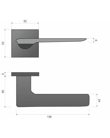 LIGNE zamak door handle design handle with dimensions