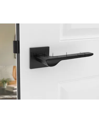 LIGNE zamak door handle design handle front view mounted on door