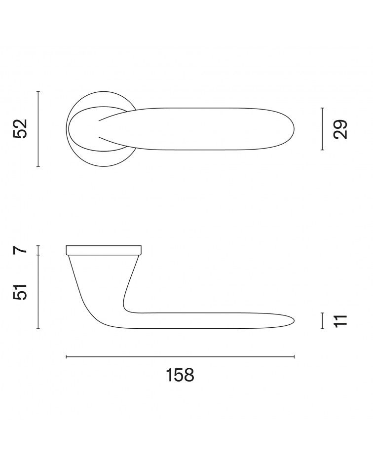 PEONIA door handle with dimensions