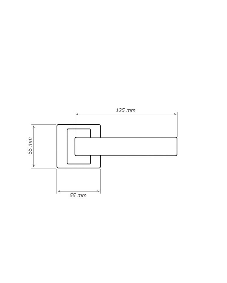 GLAMOUR zamak door handle with dimensions