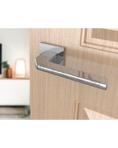 ETNA zamak door handle design hardware colour 2 angled view mounted on a door