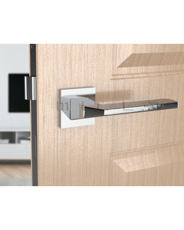 ETNA zamak door handle design hardware colour 2 front view mounted on a door
