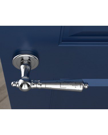 MILLENAIRE zamak door handle design handle colour 1 top view mounted on a door