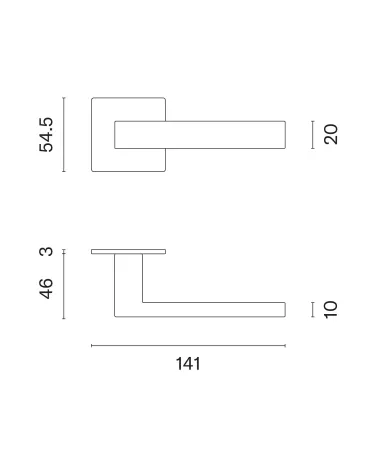 KVADRAT 1760 stainless steel door handles with dimensions