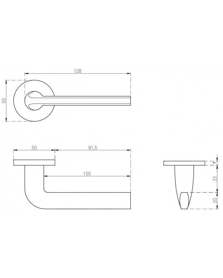 OLEANDRO door handle with dimensions