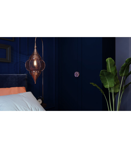 Blue Enamelled Oak Semi-Circular Furniture Handle
