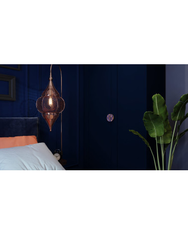 Blue Enamelled Oak Semi-Circular Furniture Handle