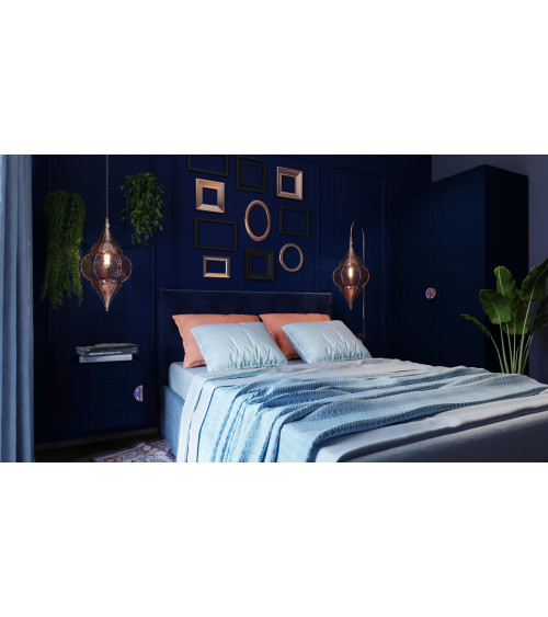 Blue Enamelled Oak Semi-Circular Furniture Handle