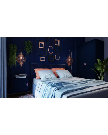 Blue Enamelled Oak Semi-Circular Furniture Handle