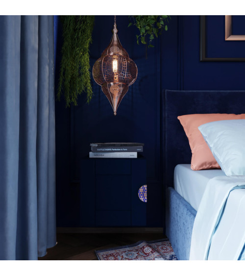 Blue Enamelled Oak Semi-Circular Furniture Handle